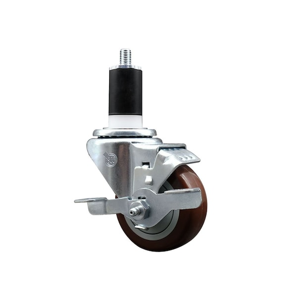 3'' Maroon Poly Swivel 1-1/2'' Expanding Stem Caster with Brake